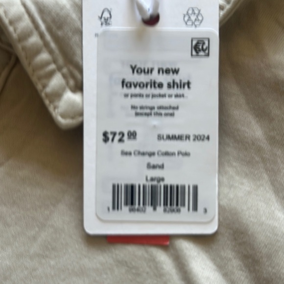 Marine Layer Sea Change Tan Cotton Polo Shirt Sz L NWT - Picture 6 of 6